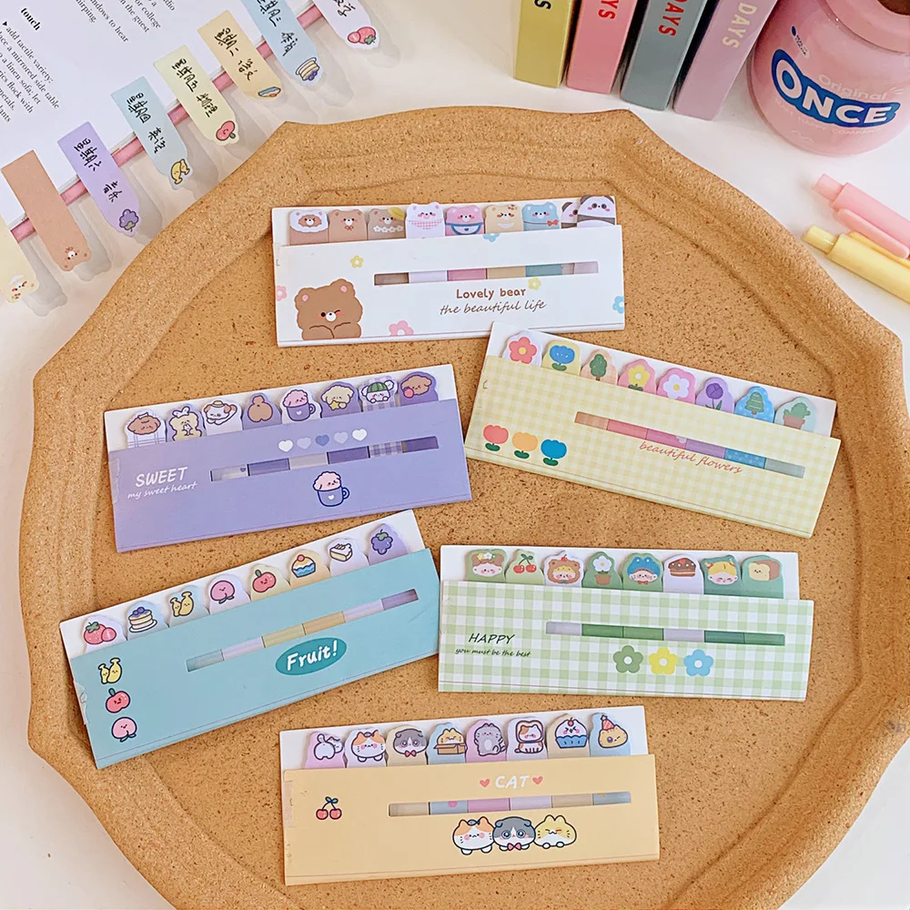 Kawaii Mini Animals Girl Index Memo Pad Sticky Notes To Do List Planner Sticker Page Flags Decor Stationery Cute School Supplies