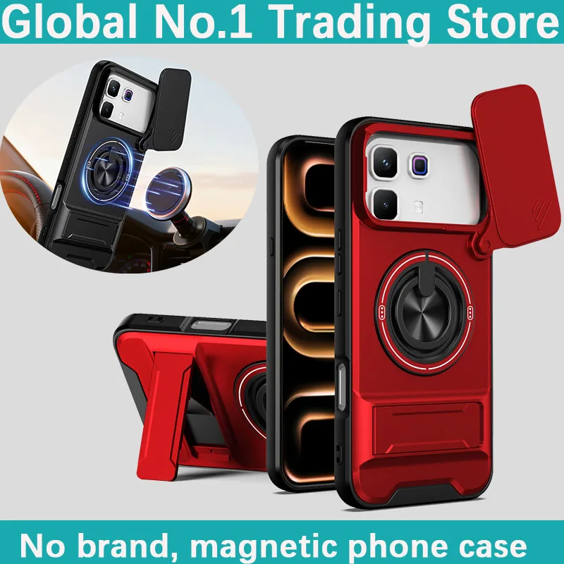 

For Infinix Note 60 Case/Infinix Note 60 Pro Armored hard TPU+PC plastic hard shell rotating ring holder magnetic phone case