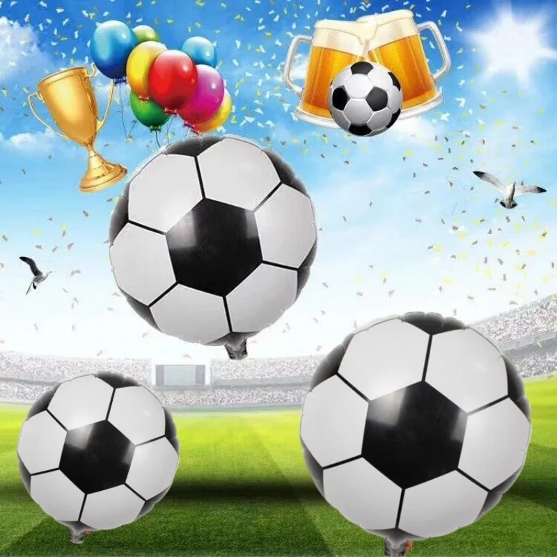 Mini Football Shape Foil Balloons Theme Party Background Decoration Children\'s Birthday, Helium Balloon for Baby Shower 5 PCs/Lo