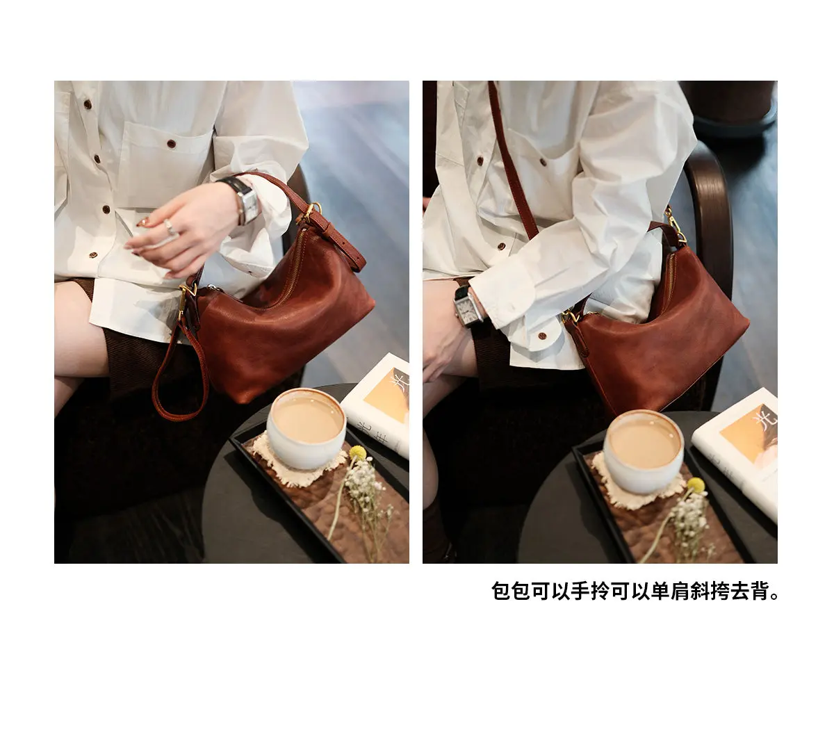 PNDME Wochenend- und Alltags-Partyhandtasche, handgefertigt, aus pflanzlich gegerbtem Rindsleder, Damenhandtasche, modisch, lässig, luxuriös, aus echtem Leder, Umhängetasche. – Detail 6
