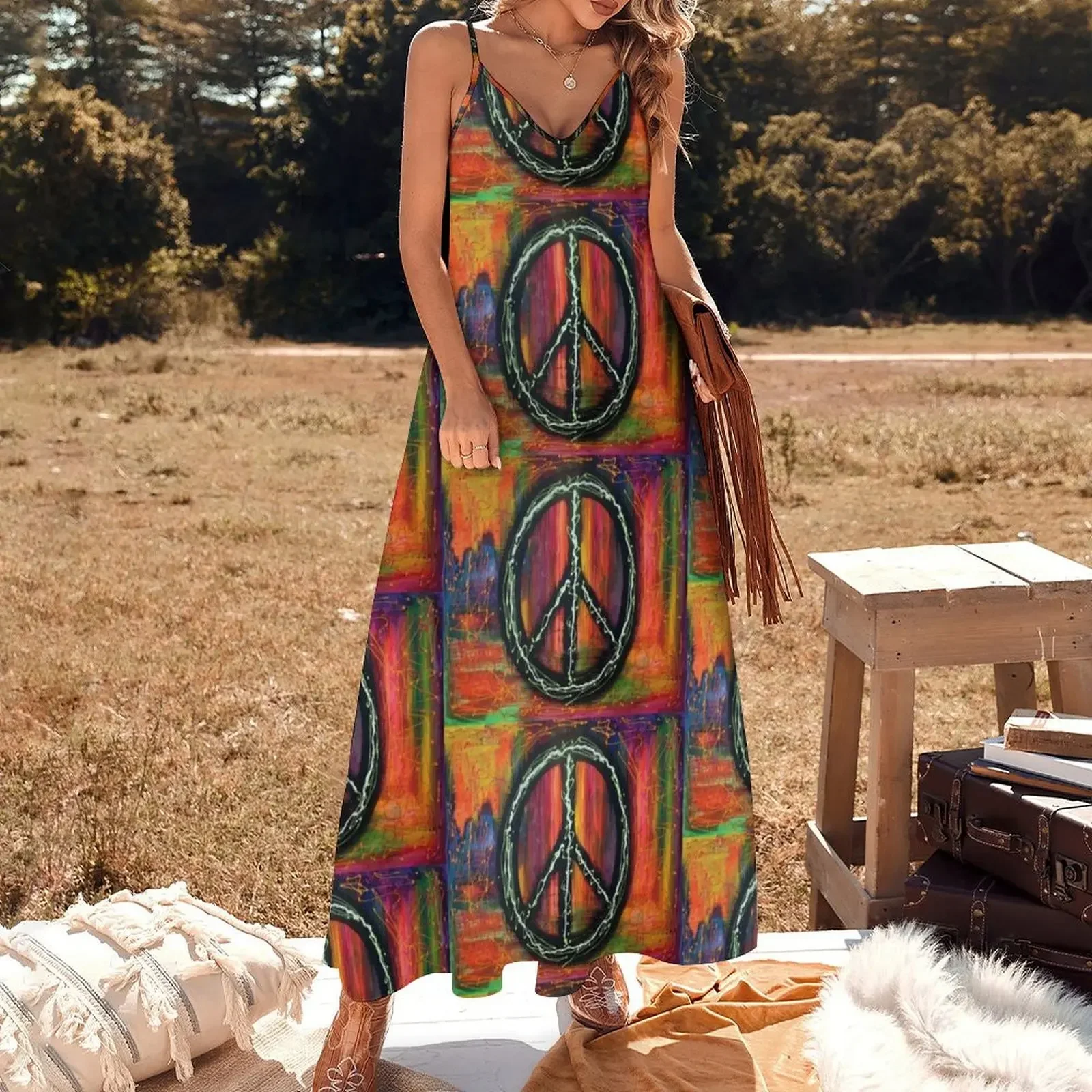 Peace Sign Sleeveless Dress Dresses for wedding party Elegant gowns Dress