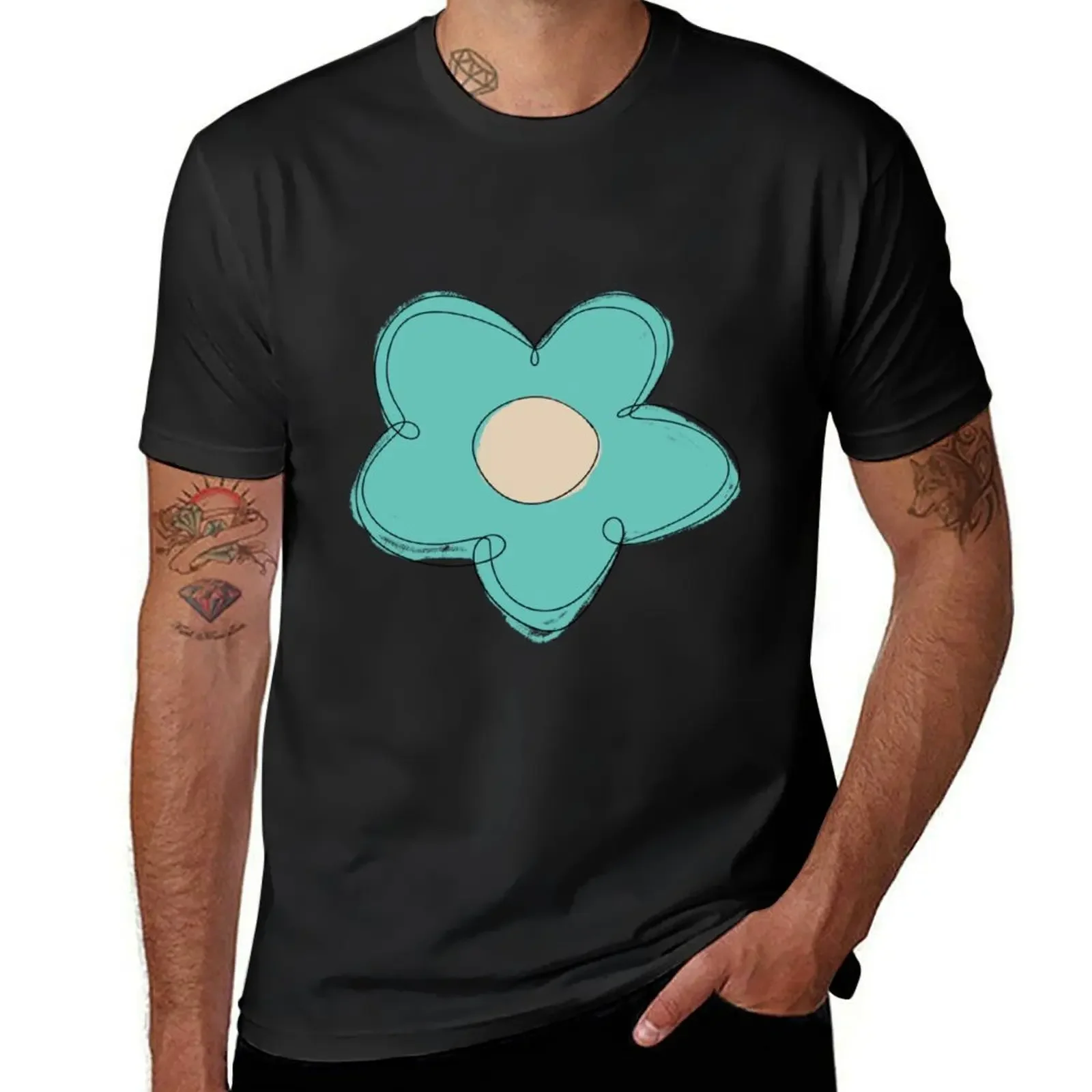 

A Single Cyan Flower T-Shirt valentines clothes funny gifts T-shirts man for a boy men t shirts