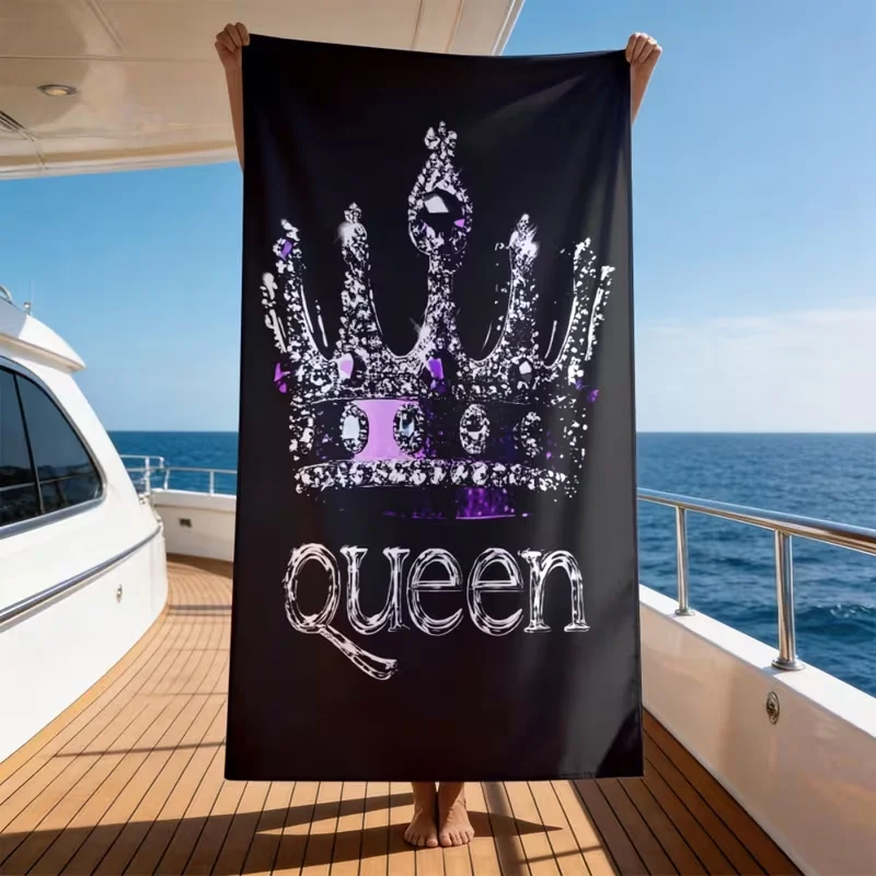Crown Couple Beach Towel Pink Blue Couple Beach Towel Ultra-fine Fiber Beach Towel Quick Drying Very Suitable Swimming Towels