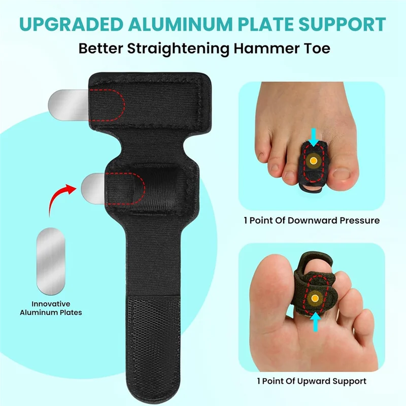 Corrector alisador de dedos de martillo, envolturas ajustables para férulas de dedos con soporte de placa de aluminio para mujeres y hombres, 4 Uds.