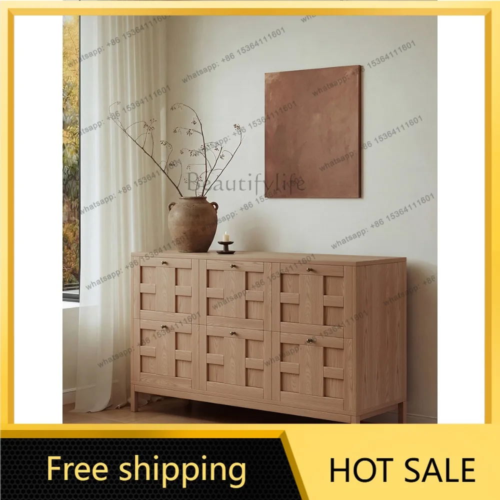 FG solid wood French natural log medieval style home bedroom living room dining side cabinet