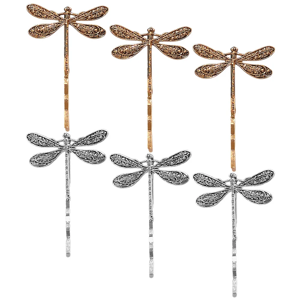 

6 Pcs Decorate Vintage Dragonfly Hair Clip Women's Bangs Clips for Girl Metal Pin Bobby