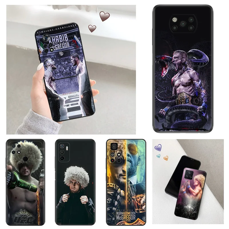 KHabib Nurmagomedov Boxing Black Matte Anti-Drop Phone Case For Xiaomi 13 12X 12T 12S 12 Lite Redmi Note12 CC9 Pro A1 A2 Cover