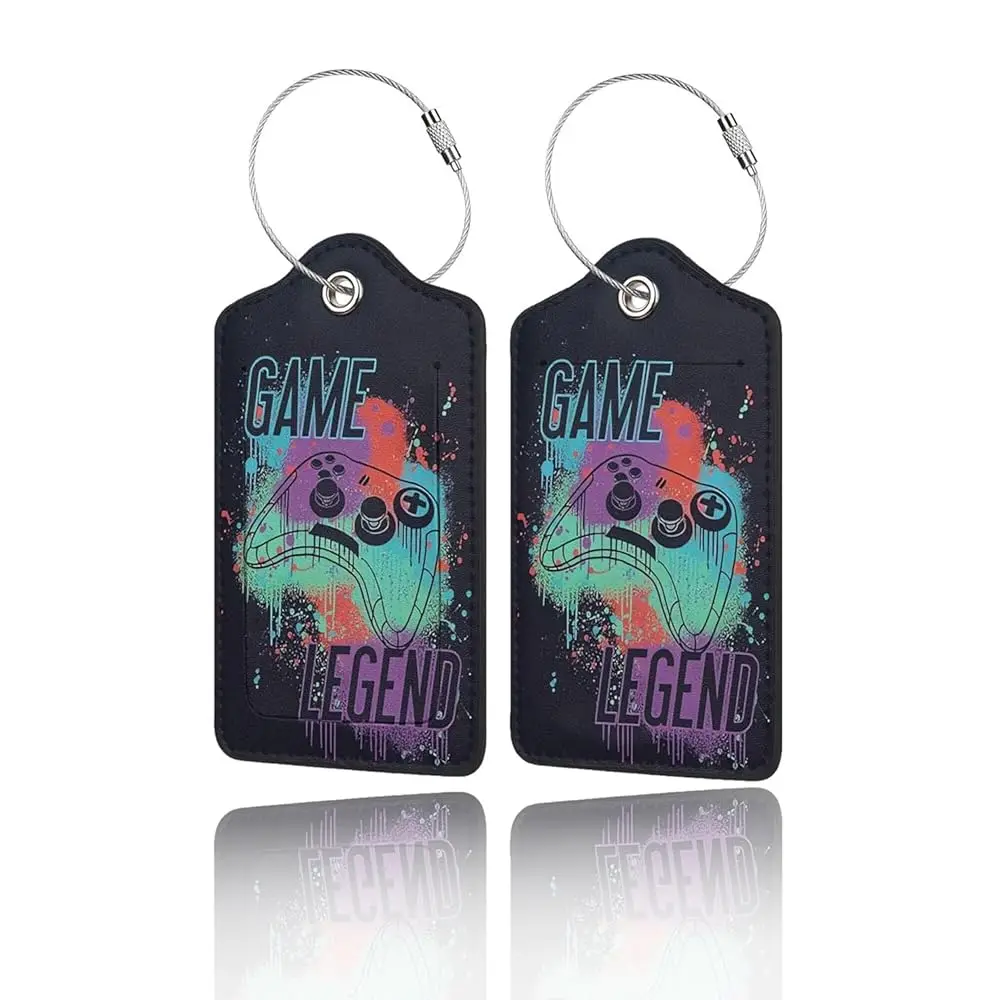 

2 Pack Luggage Tags for Suitcase, Privacy Cover ID Label with Stainless Steel and Address Card for Travel Bag Backpack Cruise
