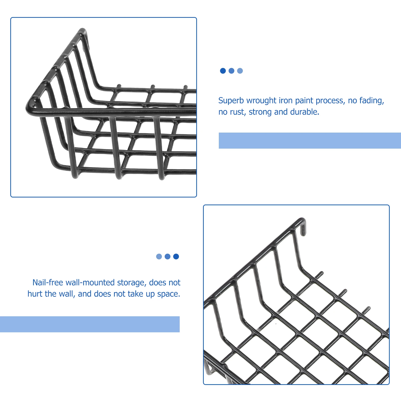 

2pcs White Iron Hanging Storage Basket Fruit Vegetable Organizer Simple Design for Kitchen Bathroom Living Room