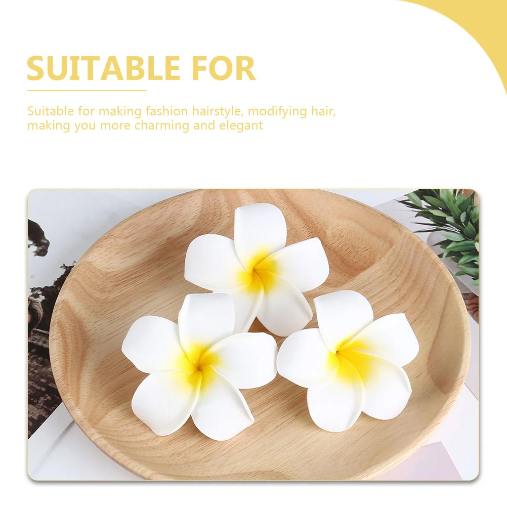 20 Pcs Artificial Plumeria Flower Hair Clips EVA 9cm Clip on Women Hairpins Beach Wedding Party Accessories Headdress Supplies