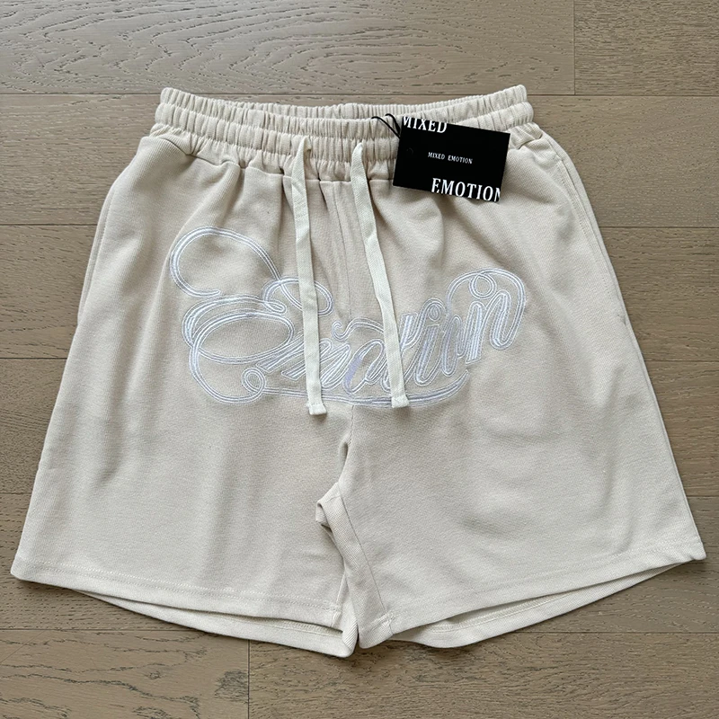

СМЕШАННАЯ ЭМОЦИЯ Шорты на шнурке с вышивкой и надписью Американская уличная одежда Летние шорты-карго унисекс прямого кроя