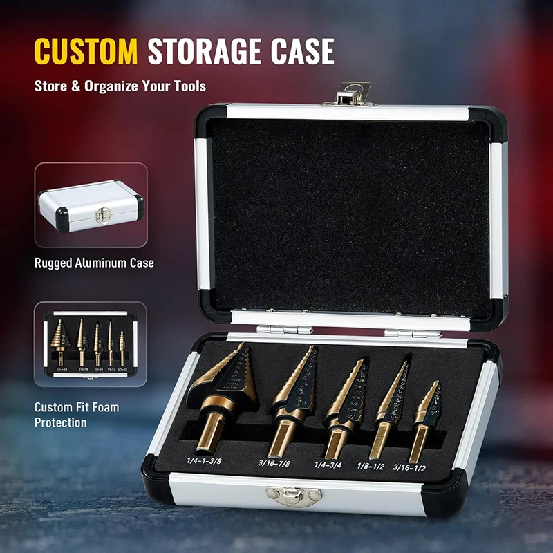 5Pcs Step Drill Bit…