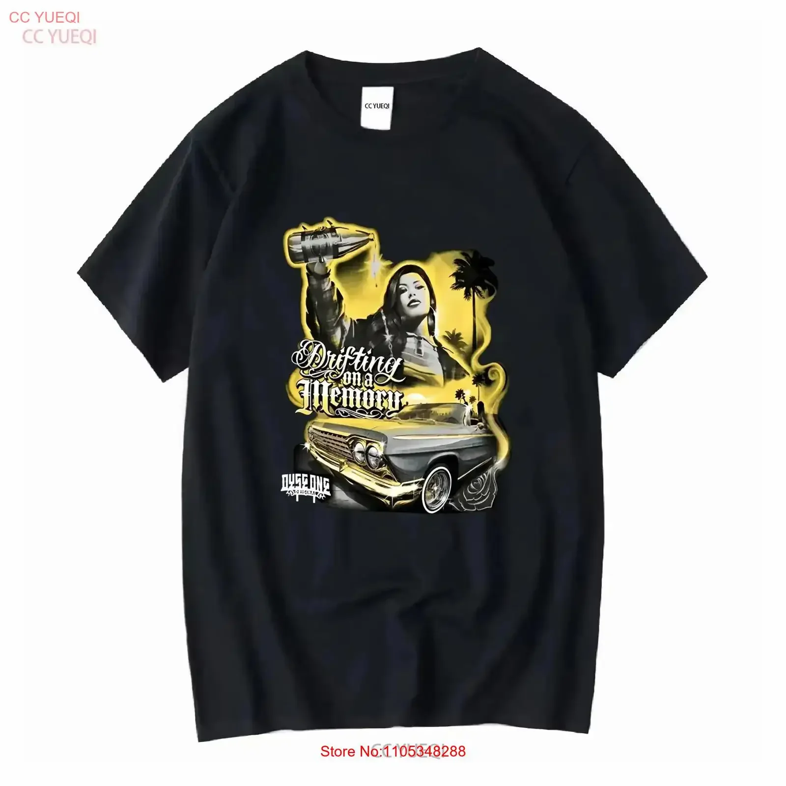 Camiseta Masculina Dyse One DRIFTIN Preta Vintage Lavada Streetwear Estilosa Moda Masculina Versátil Respirável Elástica Vintage