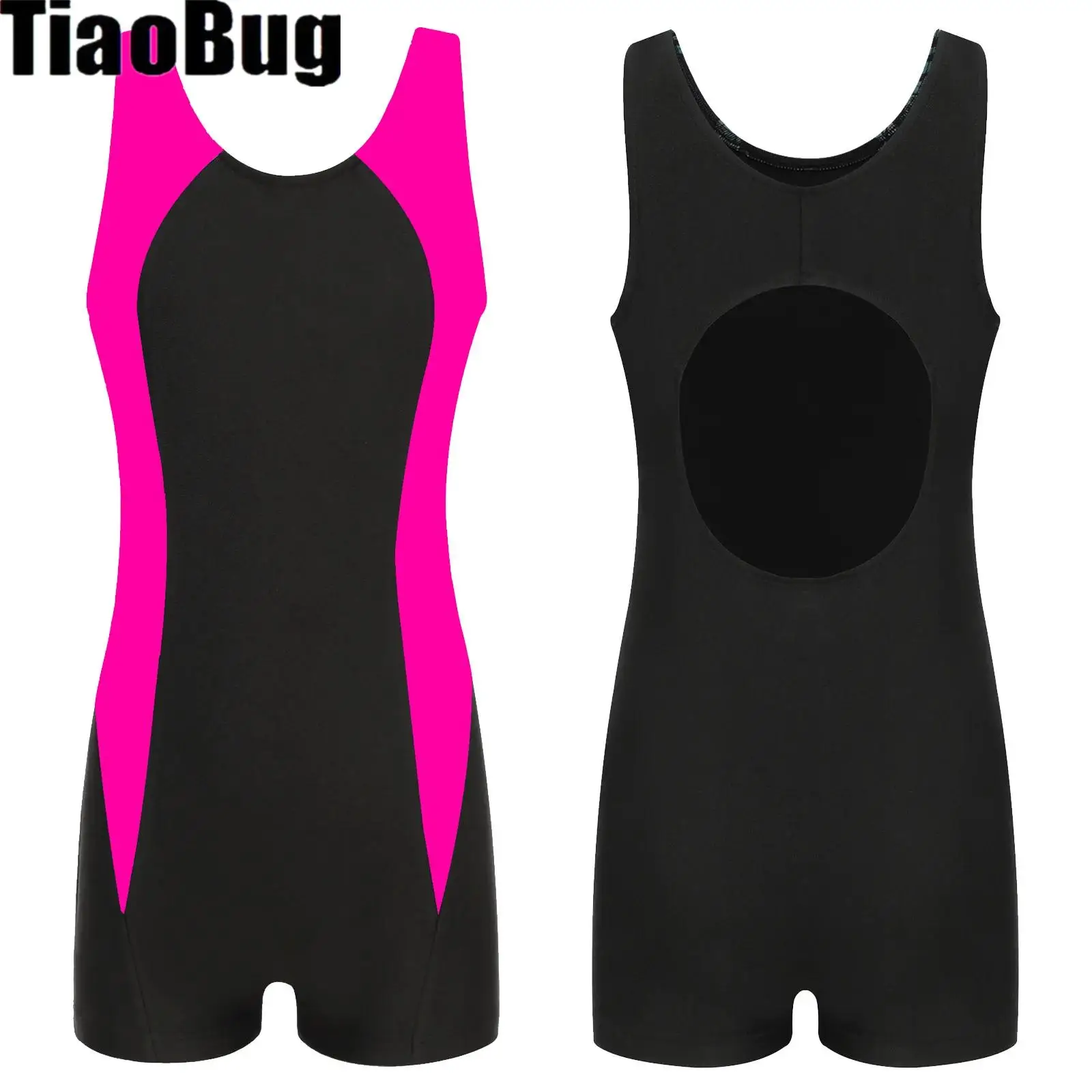 

Kids One-piece Print Swimsuit Sleeveless Keyhole Back Sport Athletic Swimwear Pool Beach Bating Surfing Suit UPF 50+ Rash Guartd