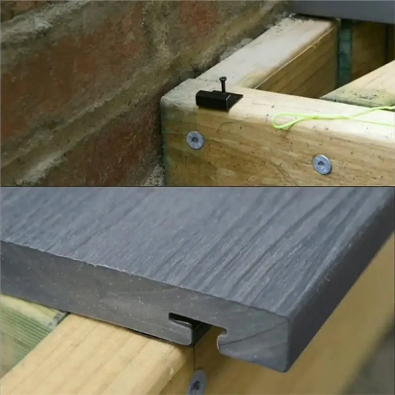 UISN Deck Fixing Clips Stainless Steel Composite, Concealed Deck Fasteners With Self-Tapping Screws, Deck Start-End Buckles
