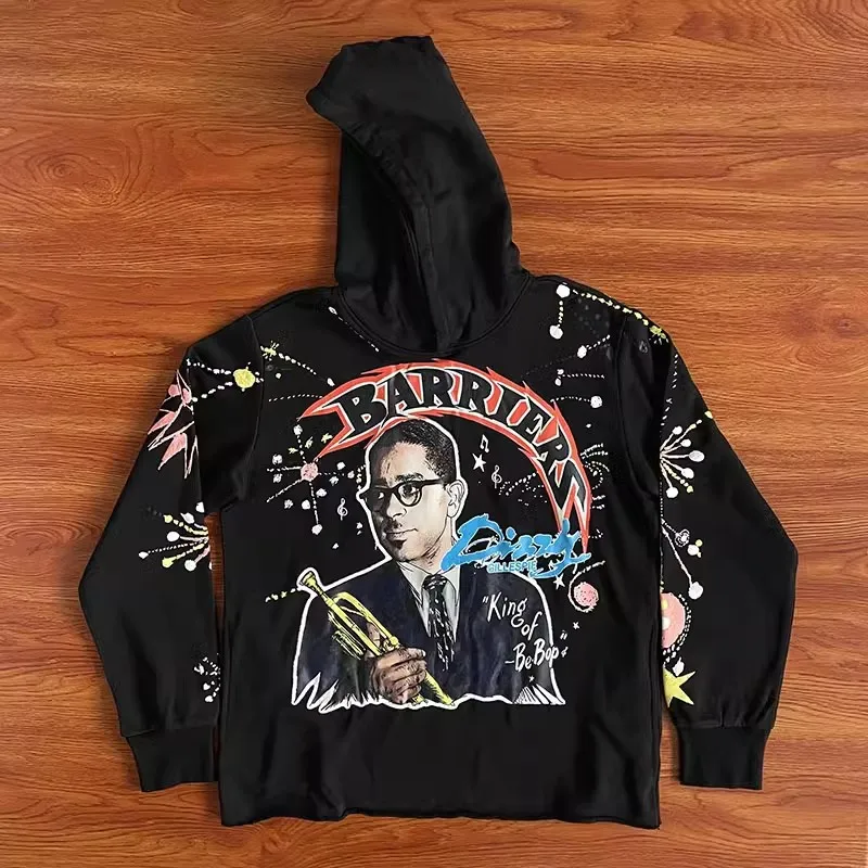 

Bers Dizzy Gillespie Hoodie ex Double-Sided Print Sweatirt Painted Design Spring 2024 Hooded Jaet Streetwear