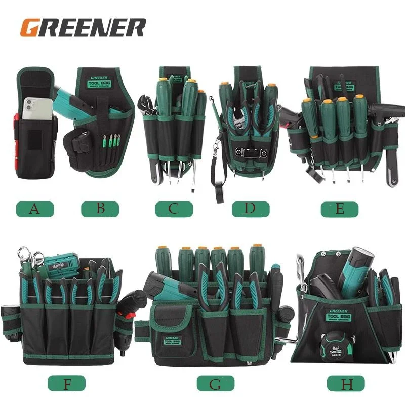 Greener Thick Tool Kit Electric Drill Storage Packaging Repair Multi Layer Tool Waist Bag Electrical Tools Canvas Wear Resistant