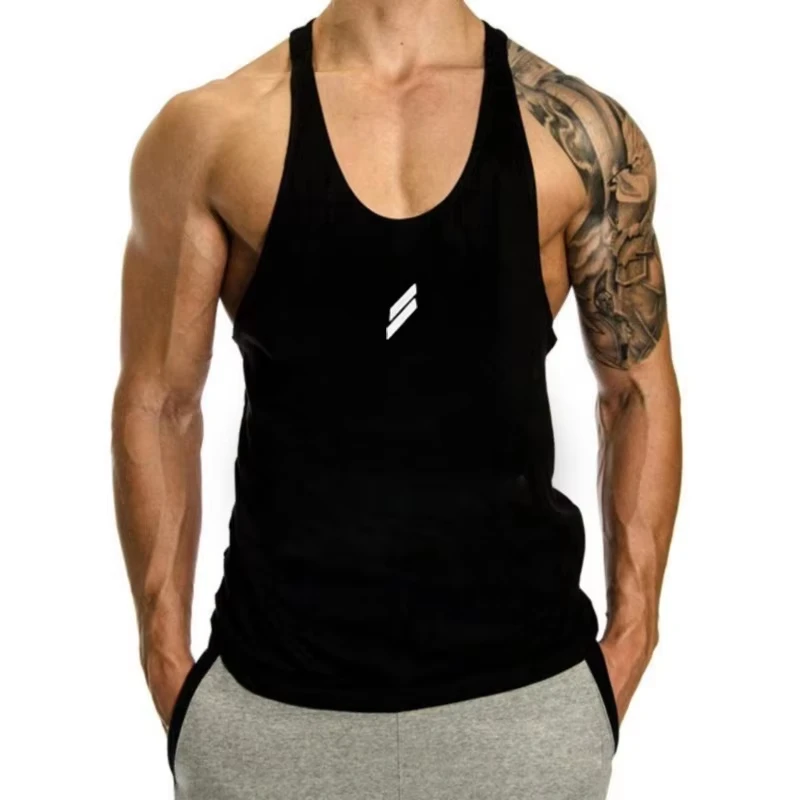 Cotton Tank Tops Men’s Summer Breathable Y-shaped Vest Outdoor Brand Sleeveless Swearshirt Fitness Tops Running Sportswear