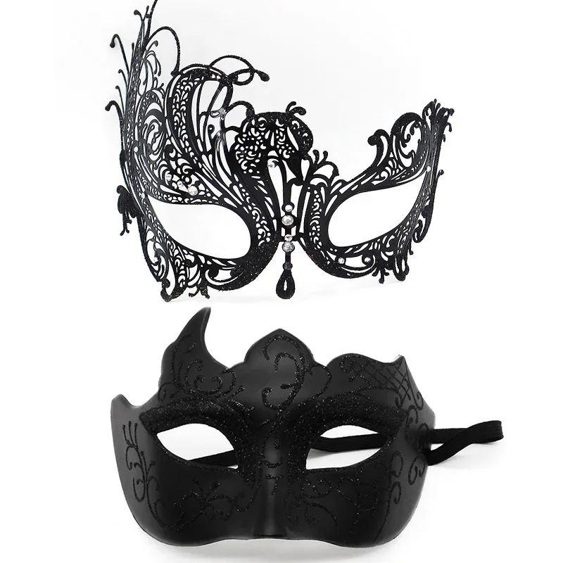Masque de maquillage pour femmes et hommes, Rhde carnaval, princesse, œil noir, métal, fer, diamant, sexy