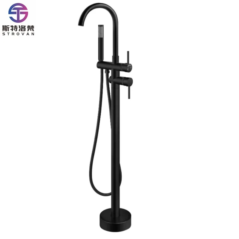 

Floor Mount Bathtub Faucet Freestanding Tub Filler Standing High Flow Shower Faucets Shower Mixer Taps