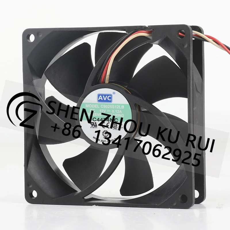 Original AVC 12V 0.12A AC EC 9CM Ultra-quiet 9025 three-wire  90X90X25MM chassis CPU Computer C9025S12LB cooling fan