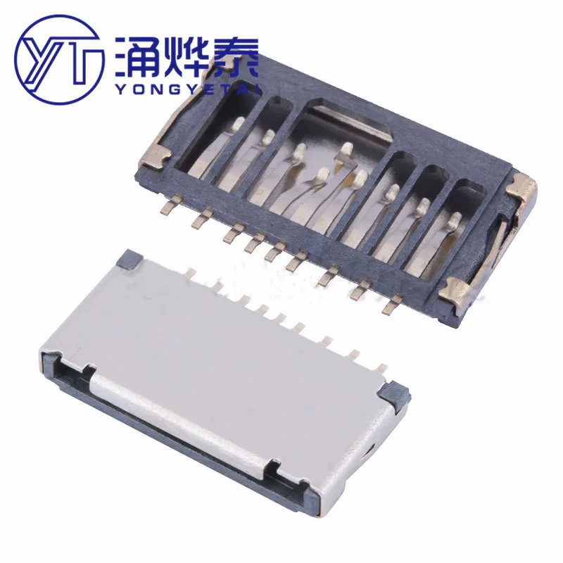 YYT 10PCS Short Body TF Card Holder Mini 1.5H 1.7H 3.75H MICRO SD with Detection Feet Memory Card Slot