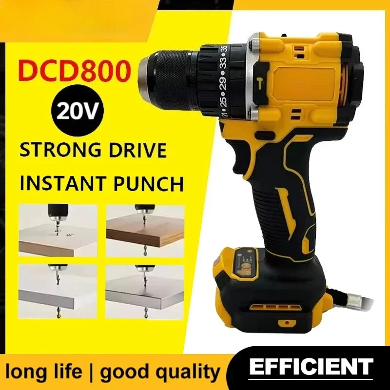 DCD800 2000RPM Furadeira de impacto sem escova 1/2 Polegada Chave de fenda elétrica sem fio Ferramenta elétrica de lítio para bateria Dewalt 20V