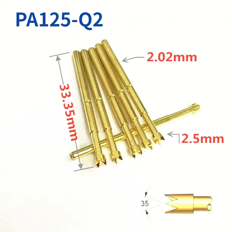 

100PCS/bag Gold-plated Spring Test Pin PA125-Q2 Four Claw Plum Blossom Head 2.02MM Outer Diameter 33.35mm Length PCB Probe