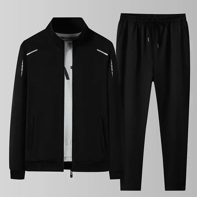 

2025 Spring Autumn Sweatshirt SweatPants Trousers For Men Set Two Piece Black Tracksuit Hip Hop Streetwear Running Sport Clothes
