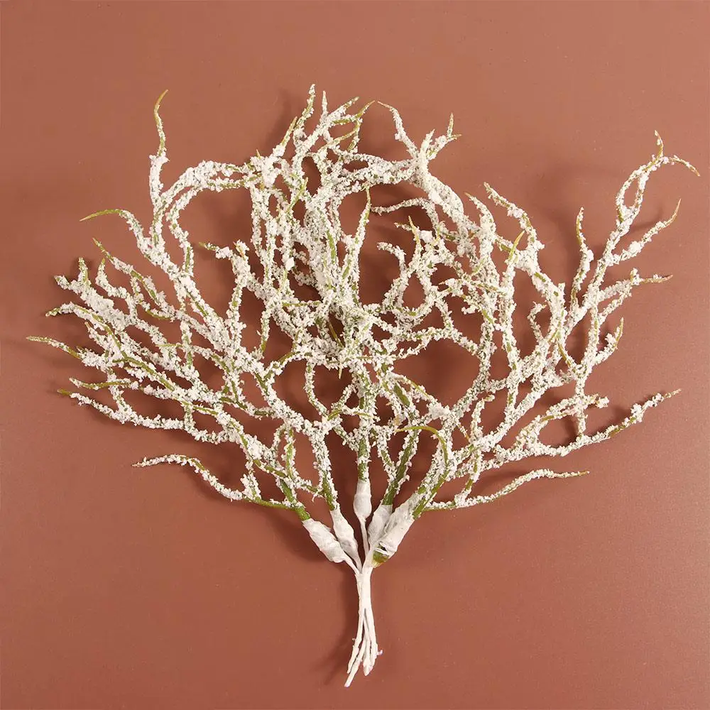 6/12Pcs Party Multifunction Scrapbooking Christmas Decor Simulation White Grass Snow Pine Branch Artificial Plants Fake Flowers