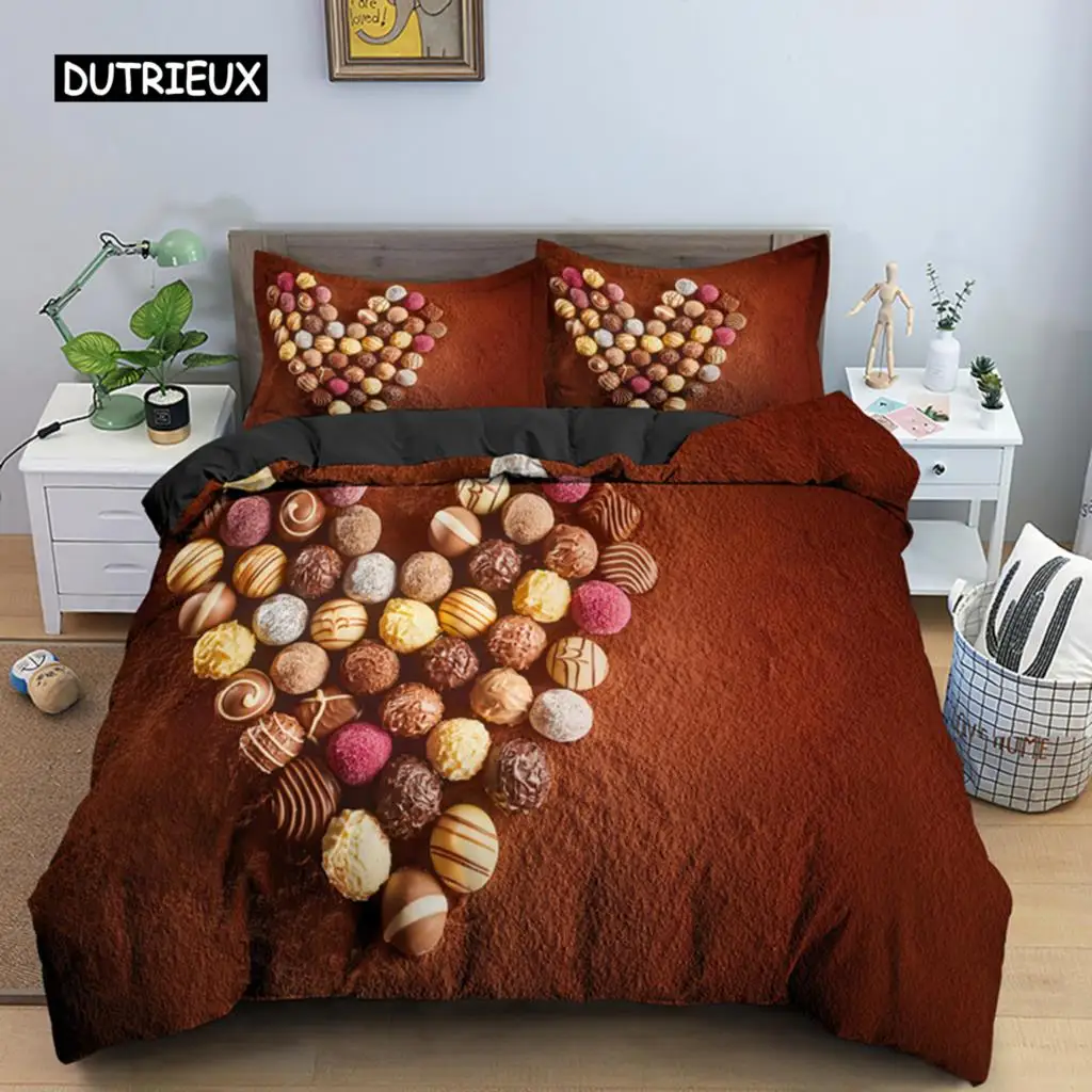 Chocolate Bedding Set Dessert Candy Duvet Cover Comforter Cover Sweet Food Girls Single Queen King 2/3pcs Polyester Quilt Cover