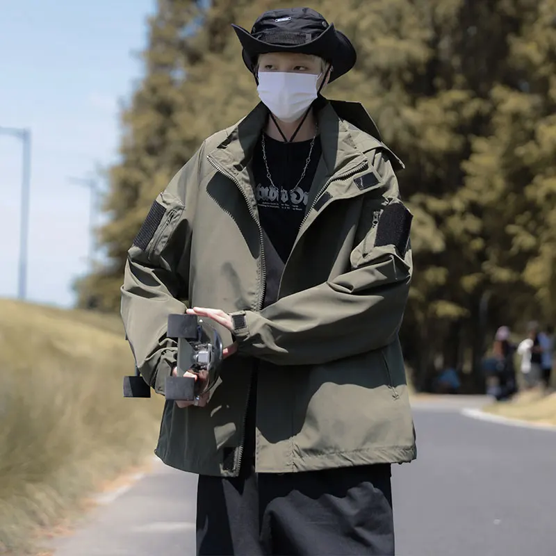 

Loose Fit y Hoodie Jaet Spring Autumn Outdoor Windproof Workwear Coat Zipper Decoration Iron Free Faionable Youth