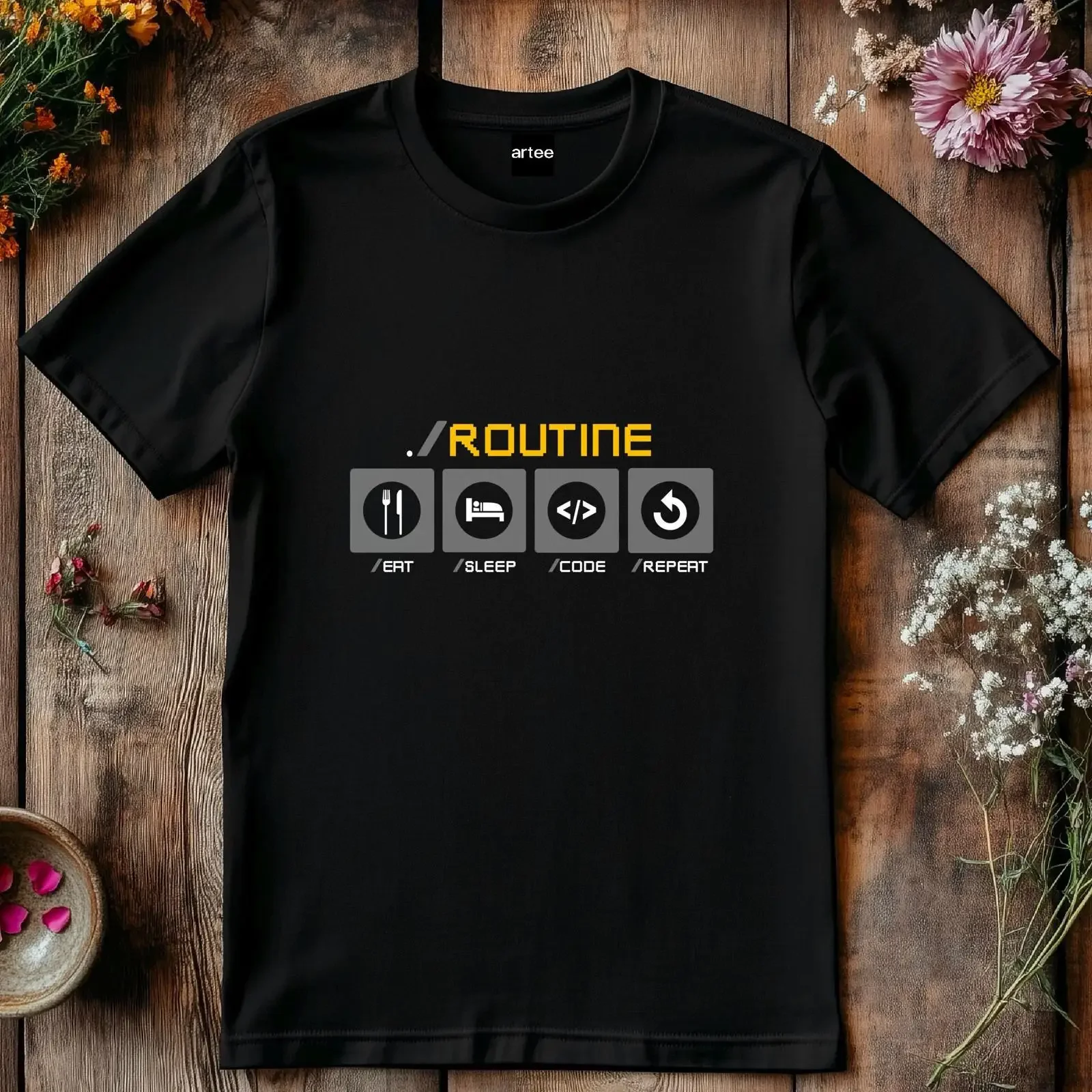 Developer Routine T Shirt Eat Sleep Code Repeat Funny Programmer Software Engineer Coding  vintage Washed Soft Stylish Slightly