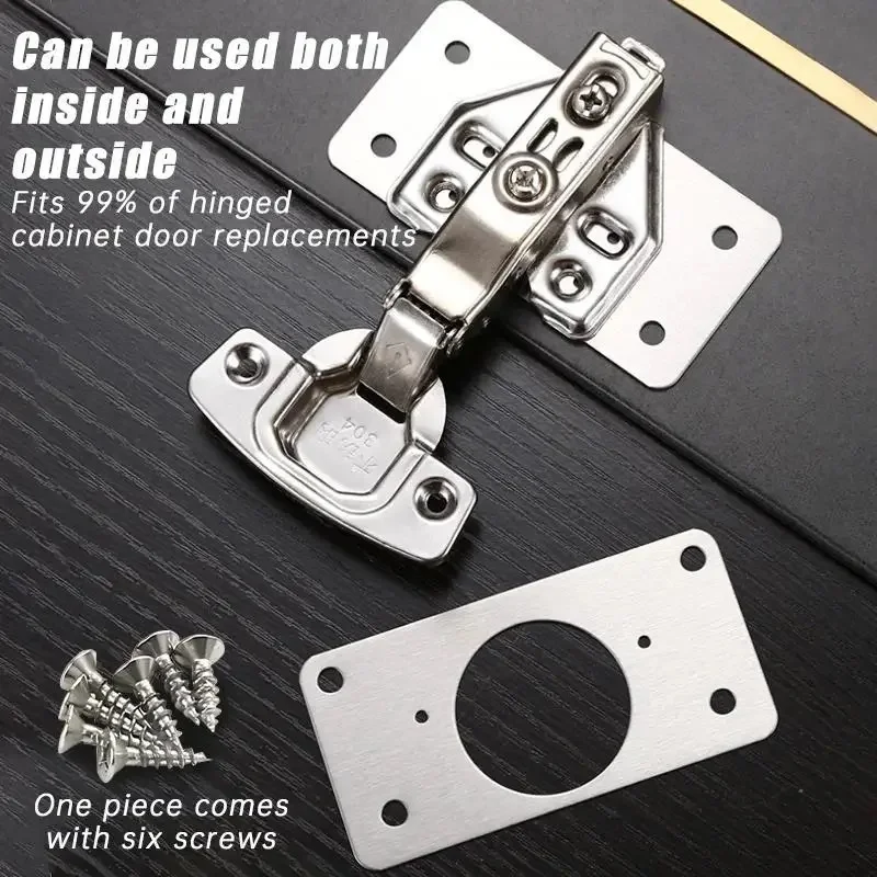2-10Pcs Cabinet Hinge Repair Plate Kit Stainless Steel Door Hinge Mounting Plate With Holes For Home Kitchen Cupboard Furniture