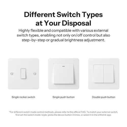Imagen 2 del producto SONOFF MINI-DIM Extreme Matter Over Wi-Fi Regulador de intensidad inteligente Atenuación sin parpadeo Amplia compatibilidad de iluminación Monitoreo de energía