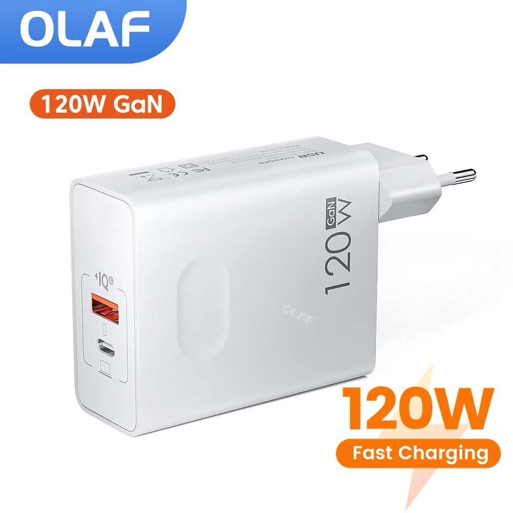 Olaf 120W GaN USB PD Charger Fast Charging Type C Mobile Phone Quick Charging USB C Power Adapter For iPhone 13 Xiaomi Samsung