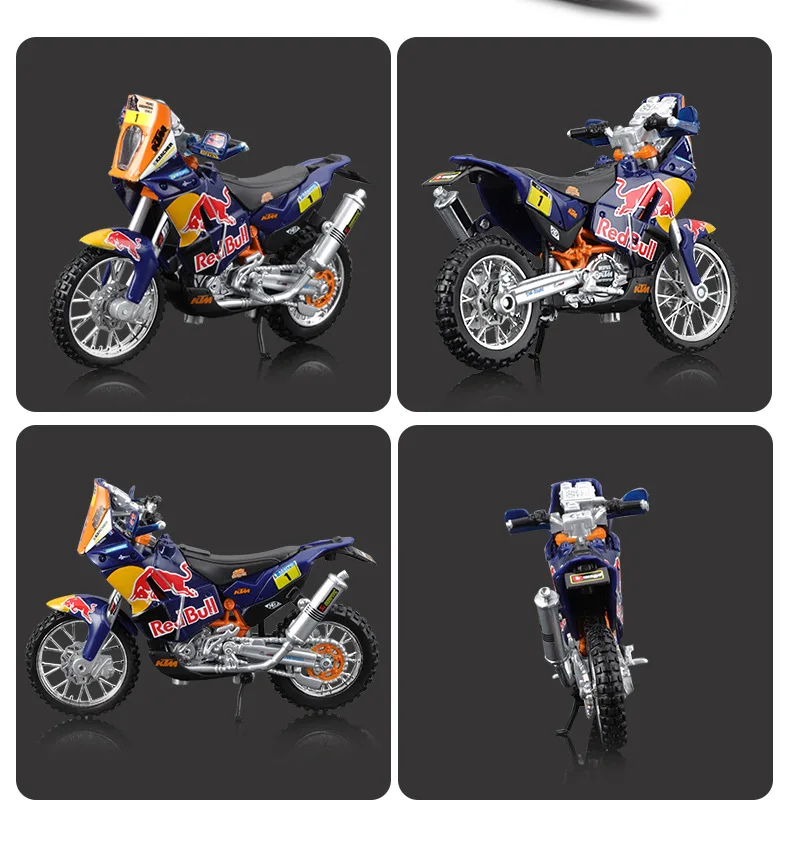 Bburago 1:18 Red Bull 2018 Ktm 450 Sk-F Dakar Rally Moto Alloy Miniature Diecast Model Rally Bike Model Toys Kids Gift