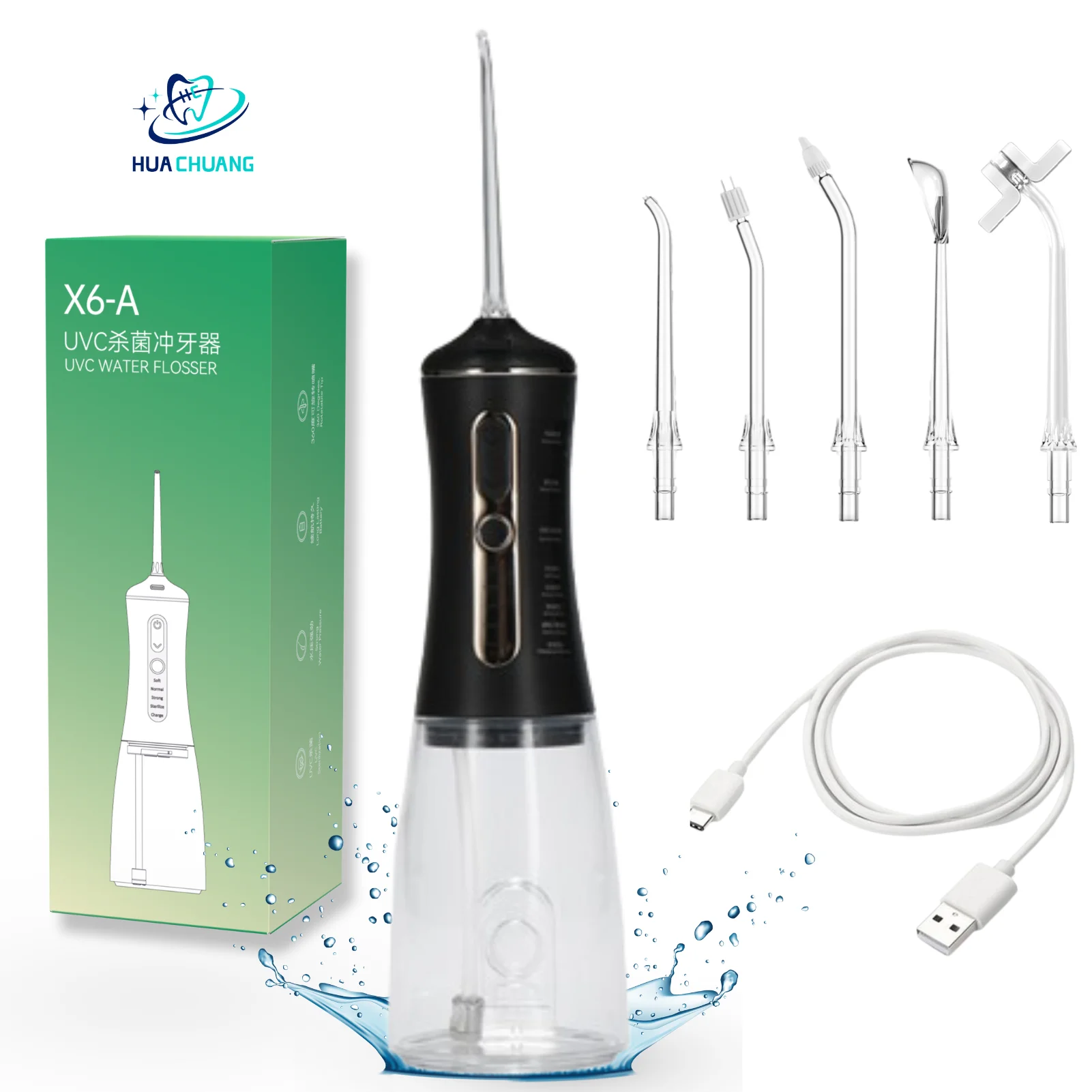 

Electric Oral Irrigator Water Flosser for Teeth UVC Dental Cleaning Tool 4 Cleaning Modes 300ML Tank Waterproof USB Rechargeable