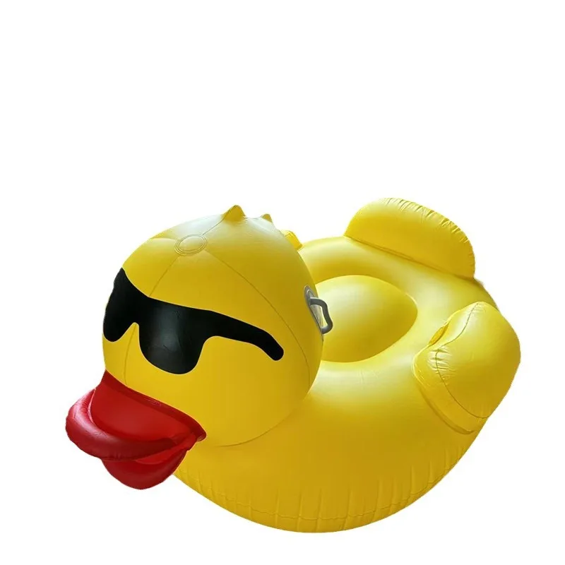 

New in 2024, inflatable big yellow duck swimming ring, mount, water sunglasses, yellow duck floating row bed animal duck