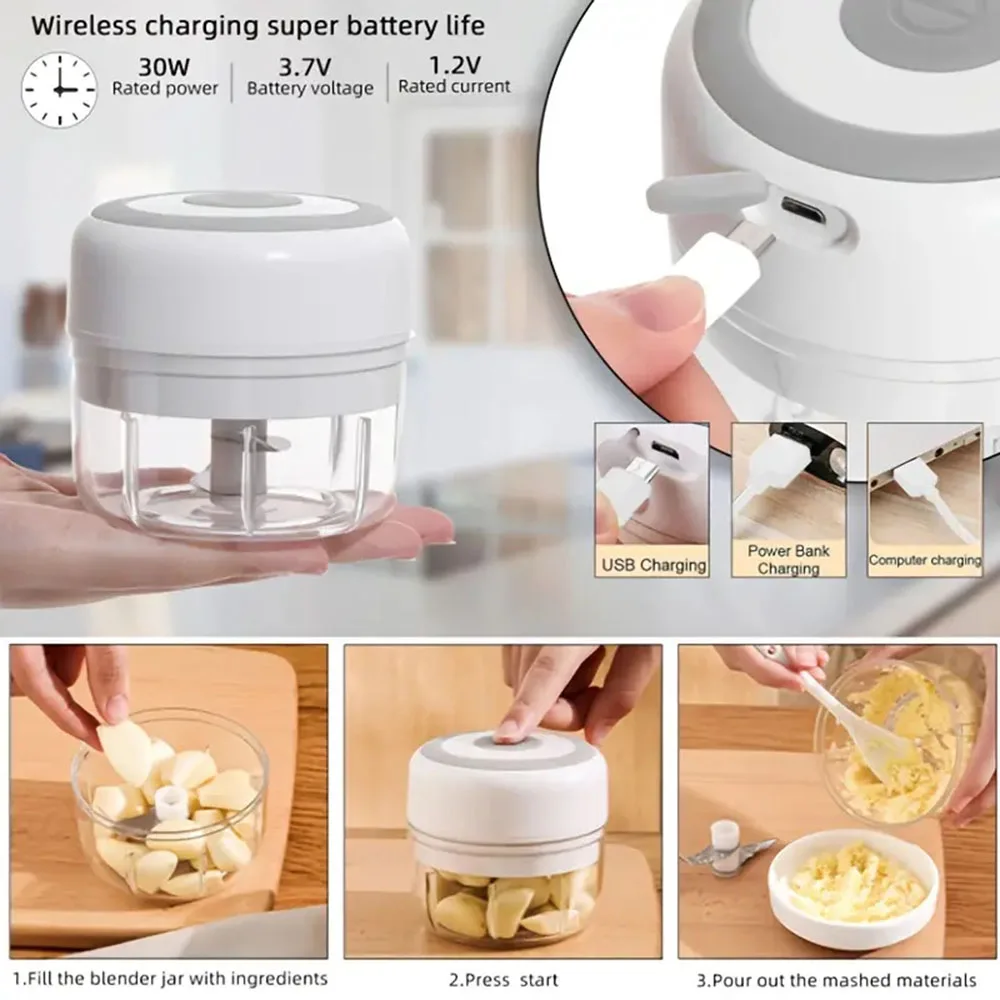 100ML/250ML Wireless Garlic Pounder Rechargeable Portable Food Processor For Baby Food Veggie