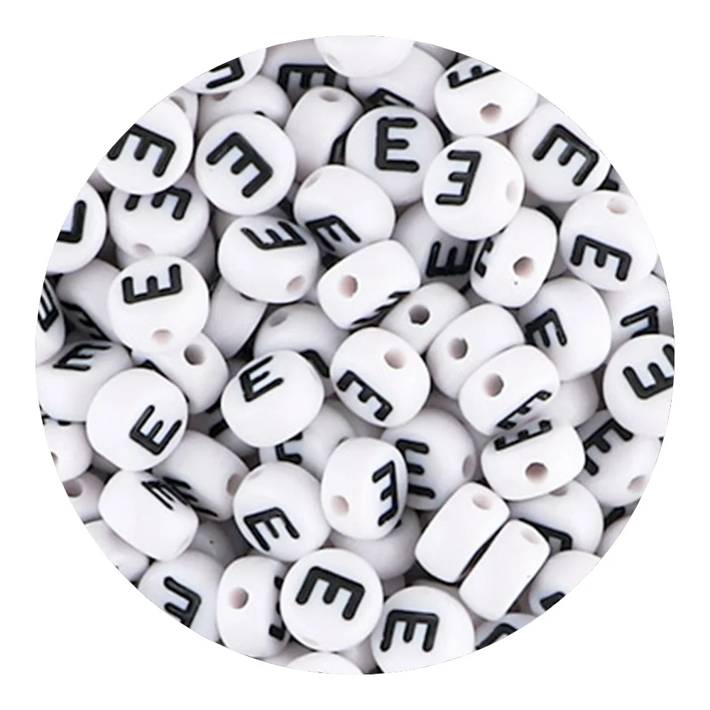 50/100/200 stks/partij 7x4mm Wit A-Z Ronde Alfabet Acryl Letters Kralen Losse Spacer voor Sieraden Maken DIY Armband Accessoires