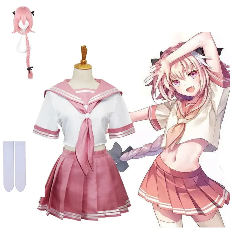 

Anime Astolfo Cosplay Costumes Japanese Student School JK Uniforms Women Halloween Christmas Sailor Full Sets