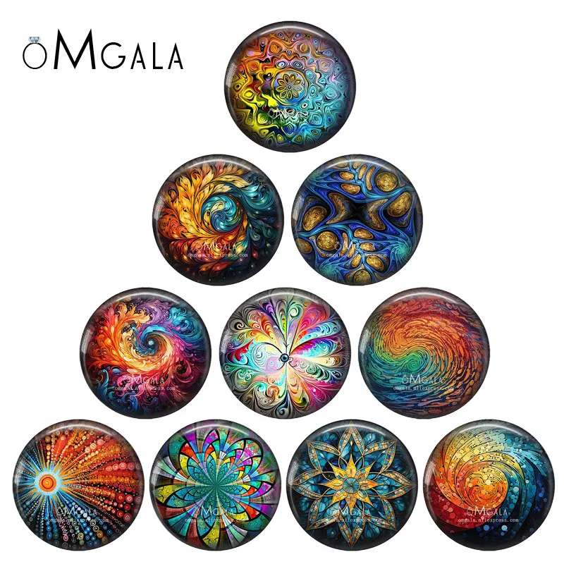 

Colorful Geometric rotation transformation pattern 12mm/18mm/20mm/25mm Round photo glass cabochon demo flat back Making findings