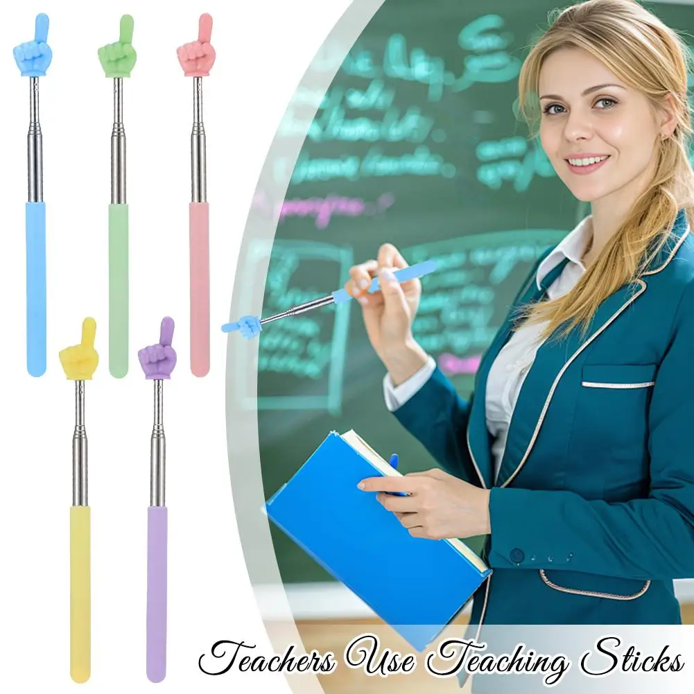 Durable Steel Telescopic Pointer, Finger Design Teaching Stick, Multifunctional Reading Rod Ideal for School and Office Supplies