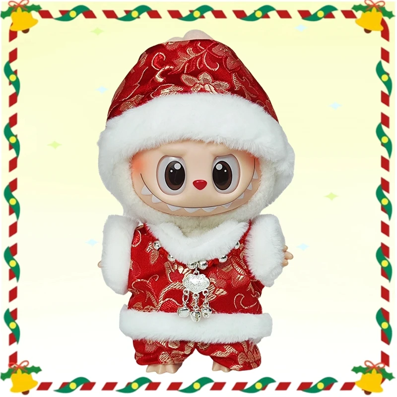 

Для 17 см Labubu V2 V1 плюшевая кукла-идол, одежда, рождественский плащ, свитер, шляпа, комплект, подарок, одежда Labubu ropa