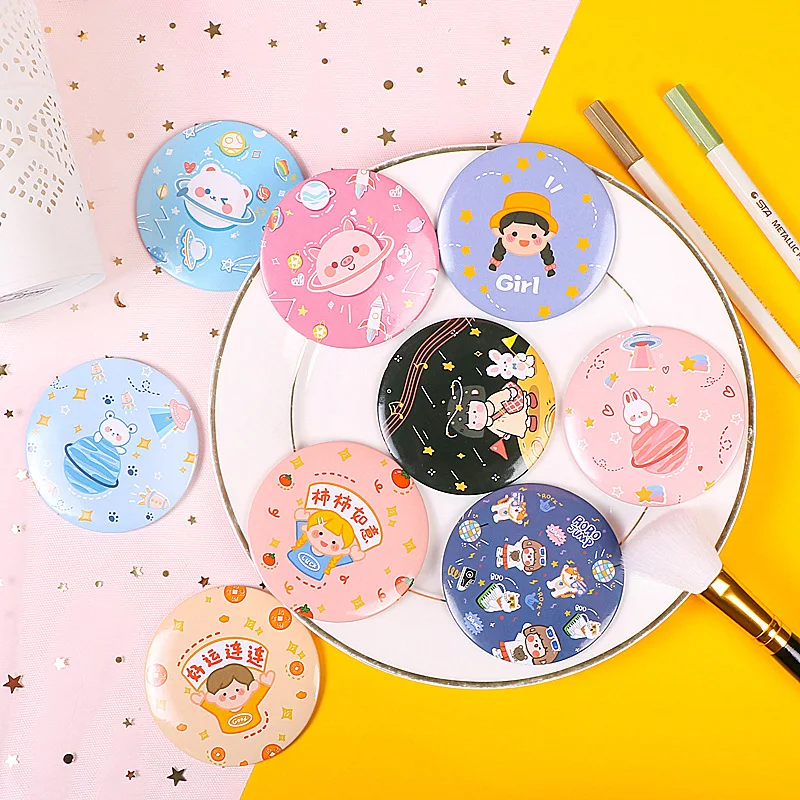 30 Pcs Cartoon Cute Animal Metal Cosmetic Mirror / Sweet Women Children Makeup Pocket Mini Portable / Party Christmas Gift