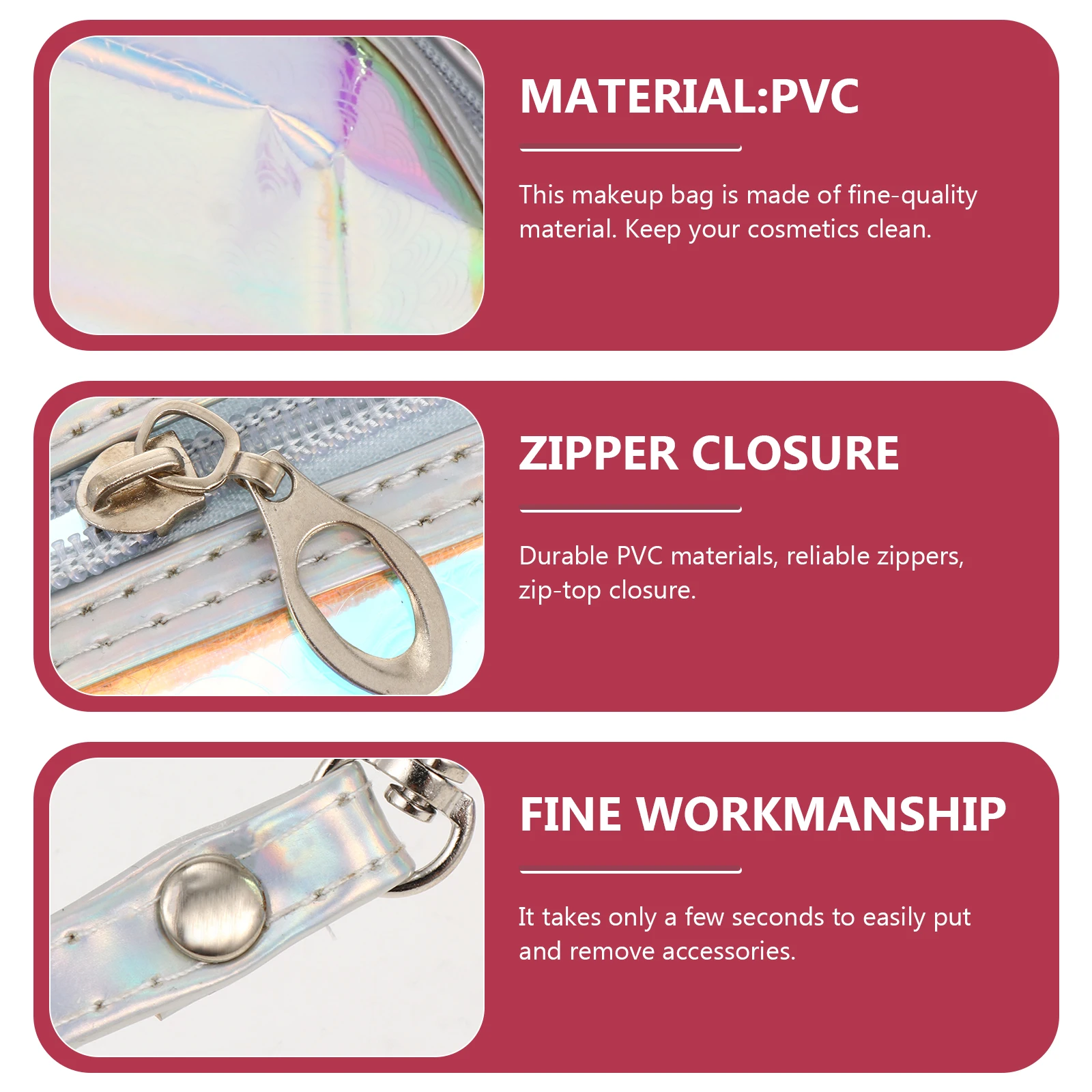 

Portable Makeup Bag Travel Toiletry Storage Pouch Waterproof PVC Toiletries Organizer for Women Small Pouches