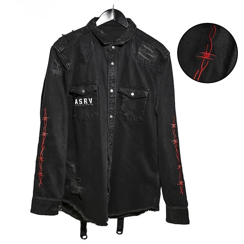 Mens Gym Trend Denim Jacket Techwear Jeans Jackets Causal Fitness Man Loose Clothing Outerwear Coat Cotton Sports Sweatshirt