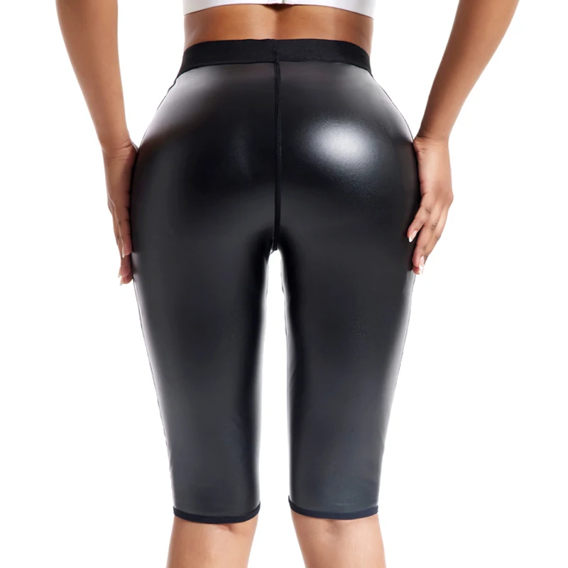 Faux Leather Leggings for Womens Shapers High Waisted Leather Pants Tummy Control Stretch Pleather PU Shorts Slim Yoga Shapewear