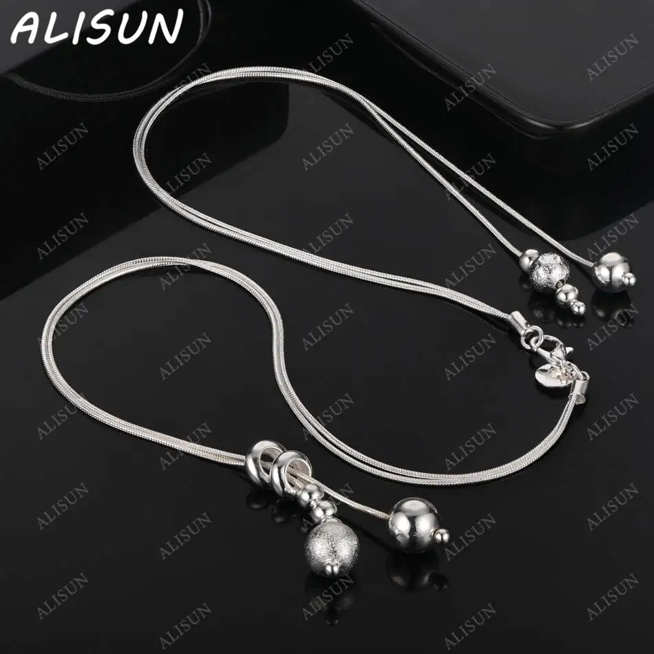 

ALISUN 925 Sterling Silver Beaded Tassel Necklace For Women Anniversary Gift Popular Wild Fashion Romantic Jewelry
